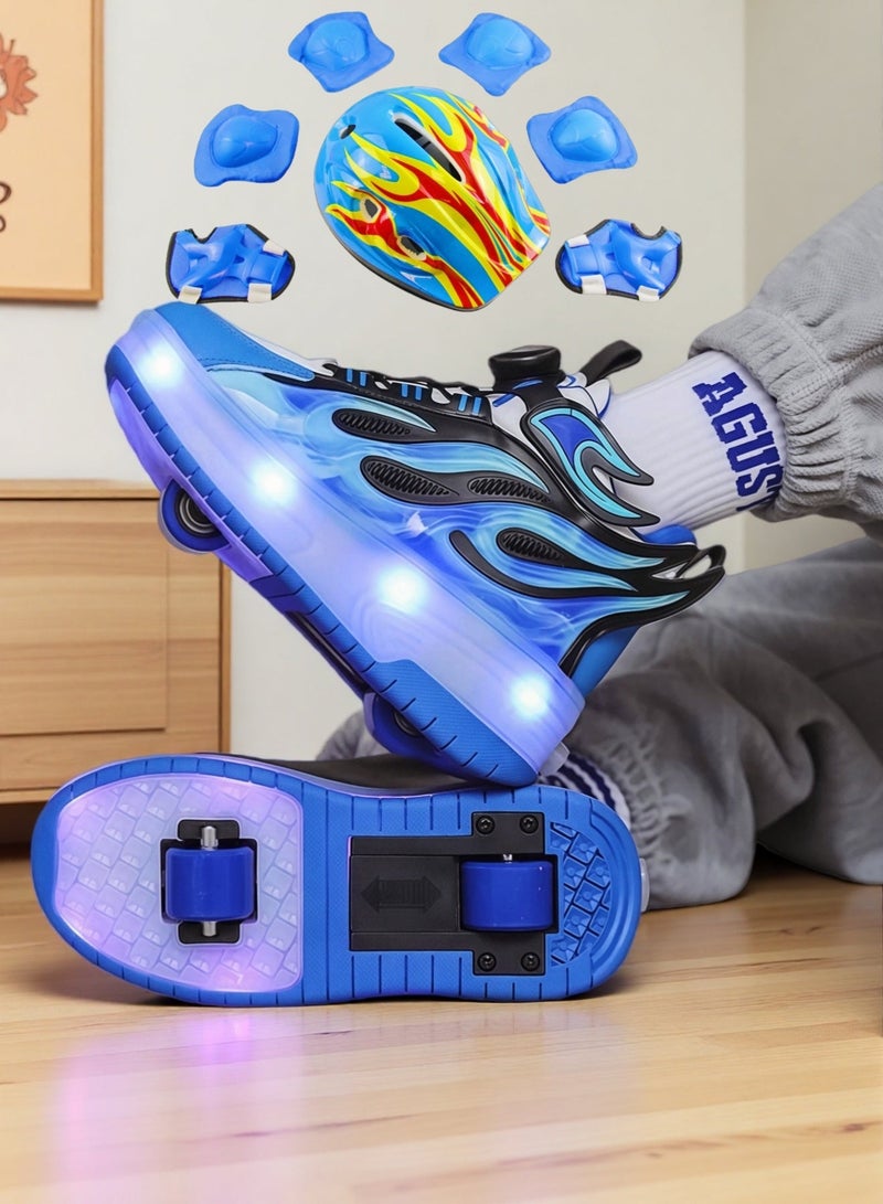 إيزي فيتشور أحذية رياضية للأطفال من إيزي فيوتشر، أحذية تزلج بعجلات مضيئة، مناسبة للتزلج في الأماكن المغلقة والمفتوحة، هدية مثالية للأطفال، تتضمن مجموعة كاملة من معدات الحماية، رقم 1304H - Image 1